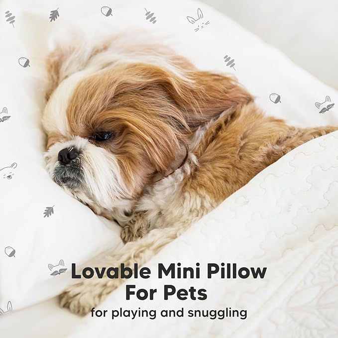 Mini Toddler Pillow with Pillowcase - 9x13 My Little Dreamy Travel Kids Pillow for Sleeping, Toddler Bed, Small, Tiny, Organic Cotton Pillowcase, Soft & Breathable, Kids 2-4 Years Old(Bumble Bear)