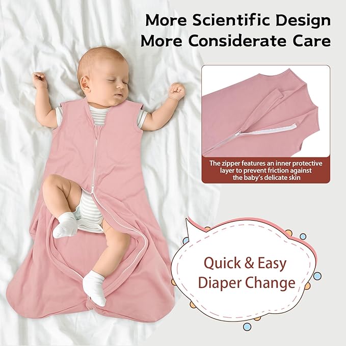 Baby Sleep Sack 6-12 Months,100% Cotton TOG 0.5 Wearable Blanket for Boys and Girls, 3 Pack 2-Way Zipper Lightweight Sleeping Bags for Toddler Newborn Infant