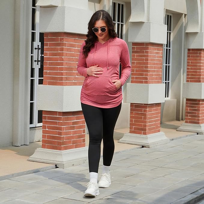 GINKANA Maternity Hoodie Long Sleeves Shirts Casual Maternity Top Pregnancy Sweatshirt Casual Clothes