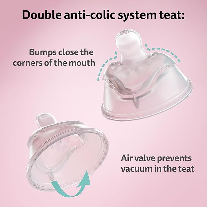 Herobility Double Anti-Colic Baby Bottles – 12 fl oz/340ml – 4-Pack – Multicolor - White, Gray, Iron Blue, Blue