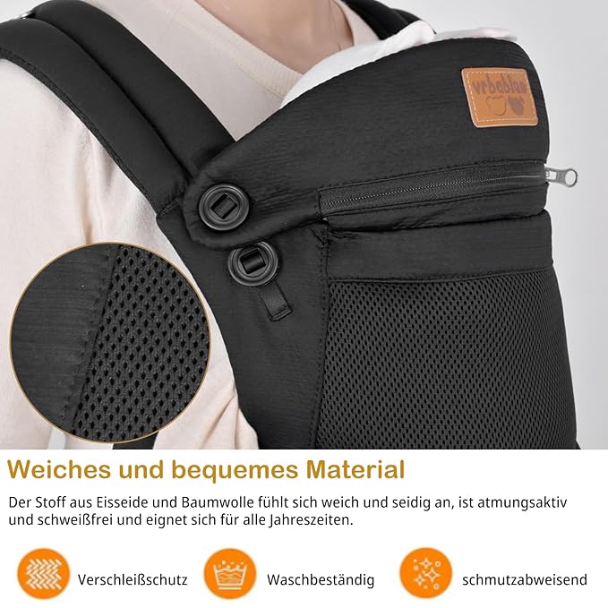 Baby Carrier Newborn to Toddler, Ergonomic Safe Soft Breathable Infant Carrier with Adjustable Head Neck Support - Outdoor Kangaroo Front & Back Carry Baby Carriers for Baby 8-40lbs (Black)