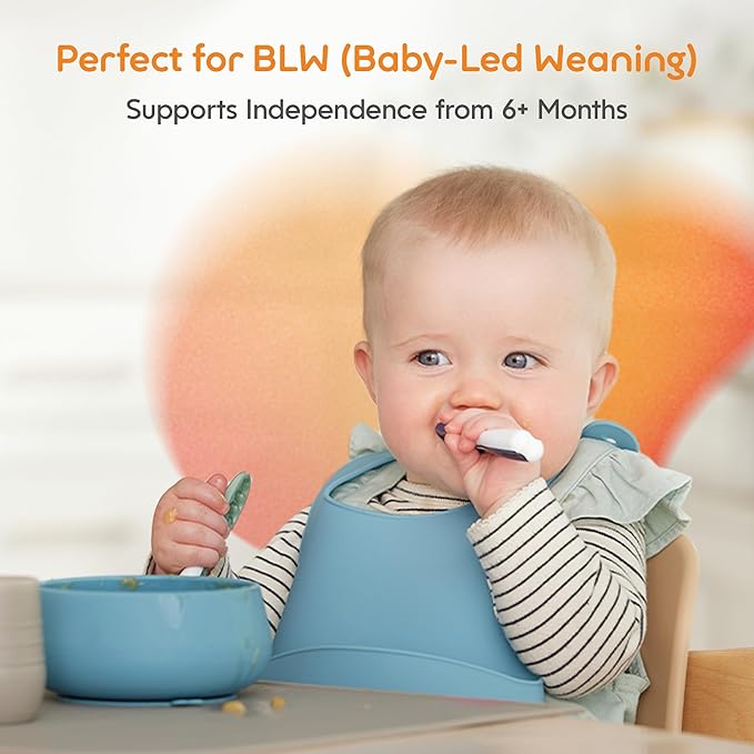NumNum Baby Spoons Set, Baby Essentials Pre-Spoon GOOtensils for 6+ Months, First Stage Self-Feeding Spoons for Baby Led Weaning (BLW), Silicone Toddler Utensils, BPA-Free, 2 Pack Beige/Mauve