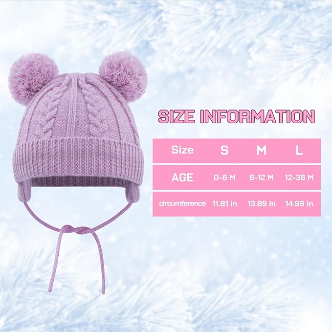Duoyeree Toddler Winter Hat with Earflap Scarf Hood Thick Warm Kids Skull Cap for Baby Girls Boys