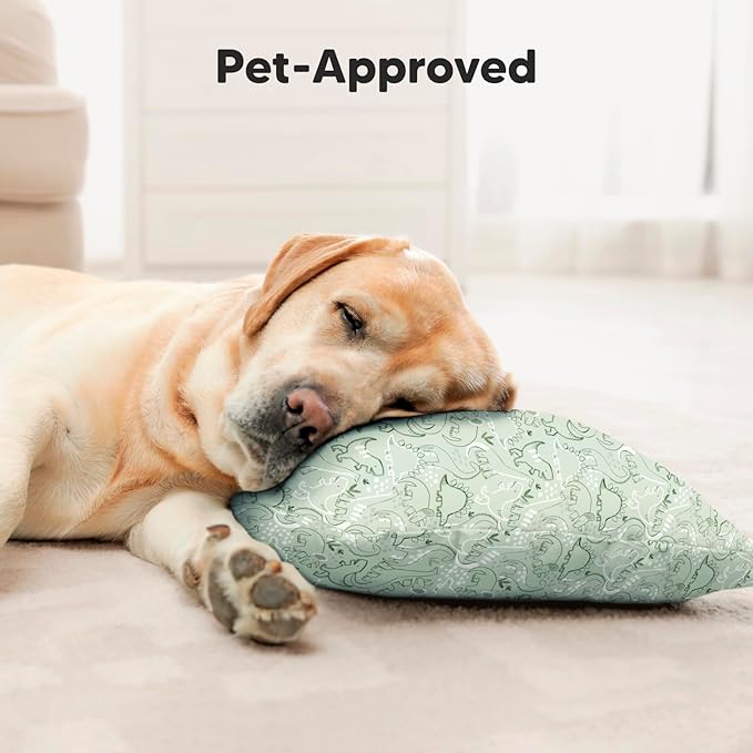 KeaBabies Toddler Pillow with Pillowcase, Jumbo 14X20 - Soft Organic Cotton Toddler Pillows for Sleeping - Machine Washable - Perfect for Travel, Toddler Bed Set (DinoDood)
