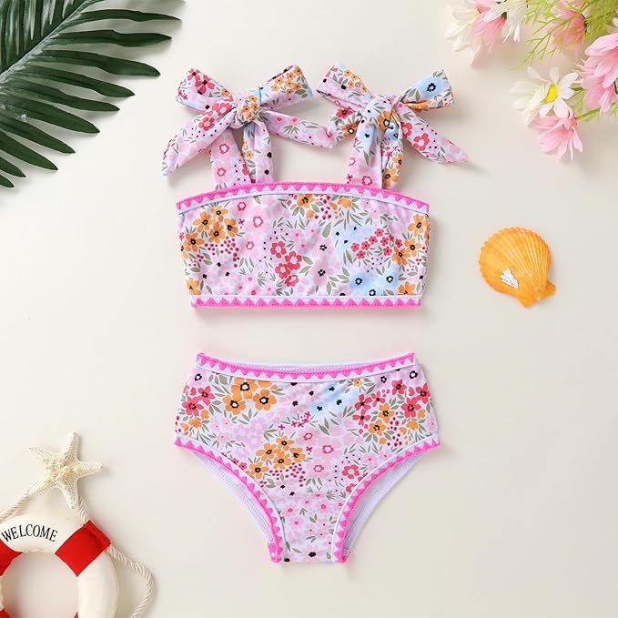 YOUNGER TREE Toddler Girls Two Pieces Swimsuit Color Block Stripe Swimwear Summer Beach Bathing Suit 18M-5T