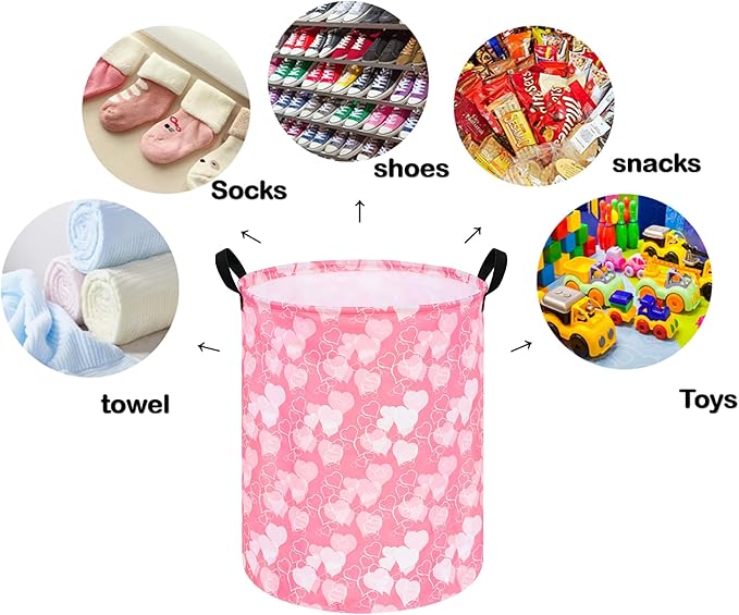 Round Laundry Hamper Storage Basket Laundry Organizer Hamper Storage Bins Clothes and Toys Box Nursery Hamper Gift Basket For Kids with Handles