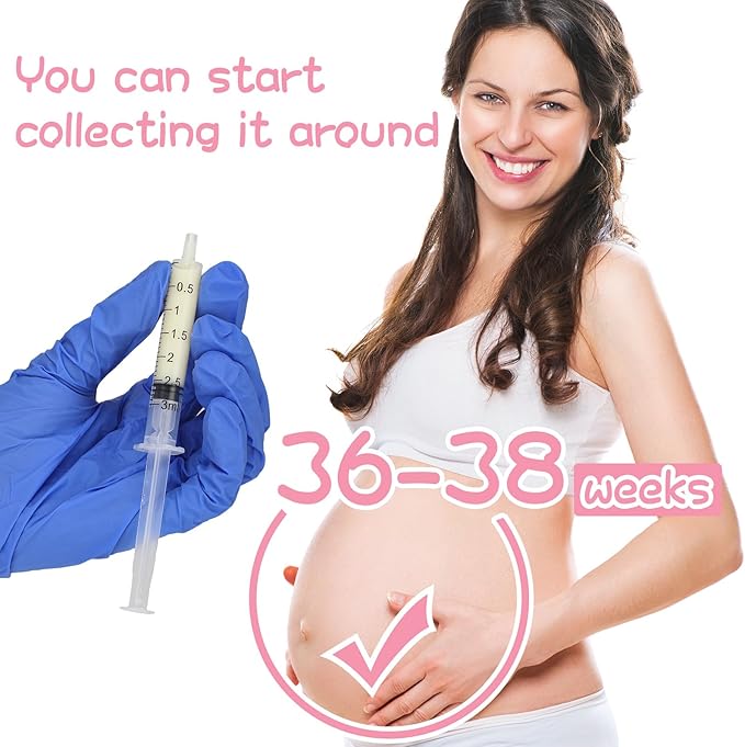 Trelaco Colostrum Collector Kit Include Sterile Sealed Breast Milk Syringes with Caps No Needle Colostrum Syringes Stickers 1 Measuring Cup Harvesting Collection for Breastmilk(50 Sets,3 ml)