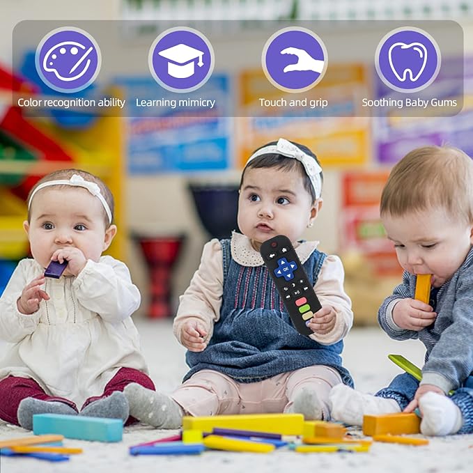 Chuya Baby Teething Toys for Babies 3-6-12-24 Months TV Remote Control Shape Teething Relief Food-Grade Silicone