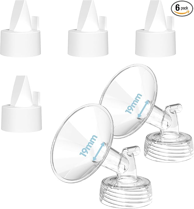 Flange Inserts for Spectra, Spectra Replacement Pump Parts for S1/S2/9 Plus, Not Original Accessories, Breast Pump Parts Include 2-Pack 19MM Flanges and 4-Pack Duckbill Valves