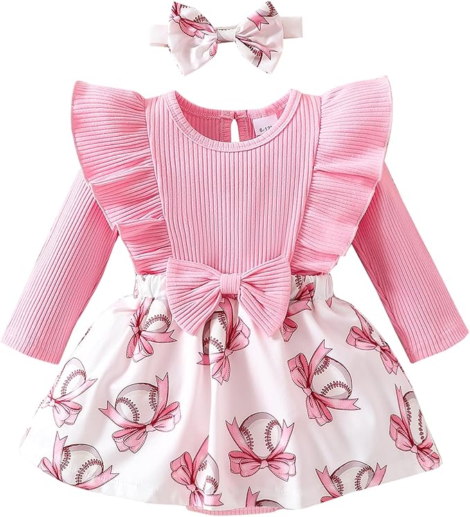 Chichoo Baby Girl Clothes Infant Fall Winter Outfits Newborn Long Sleeve Romper Dress Ruffle Bodysuit With Headband
