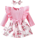 Chichoo Baby Girl Clothes Infant Fall Winter Outfits Newborn Long Sleeve Romper Dress Ruffle Bodysuit With Headband