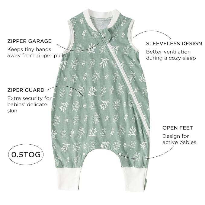 Duomiaomiao 0.5 TOG Toddler Sleep Sack 6-12 Months 100% Cotton Lightweight Baby Sleep Sack with Feet, Breathable Comfy Toddler Wearable Blanket