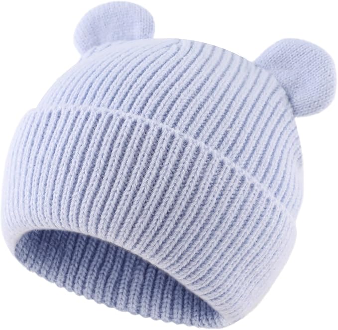 Bear Baby Beanie Knitted Baby Winter Hat Infant Toddler Boys Girls Beanie with Cotton Lining