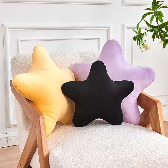 Yellow Star Throw Pillow, Cute Star Pillow Room Decor, Soft 19.6" Star Shaped Decorative Throw Pillow for Bedroom, Star Plush Floor Cushions Pillows