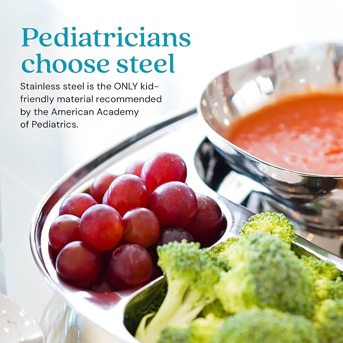 Ahimsa Stainless Steel Bowls for Kids | Non Toxic, Pediatrician Designed Toddler Bowls 12oz | Durable Metal Kids Bowl, Easy to Clean, Dishwasher Safe, Single Silver