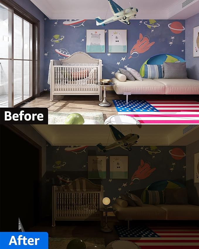 Sumobaby Blackout Curtains Portable 24"x60",No Drill Black Out Shades with Heat-resistant Hook&Loop Tapes,100% Blackout Window Cover,Thermal Insulated Blinds for Window in Various Scenes(1Panel,Black)