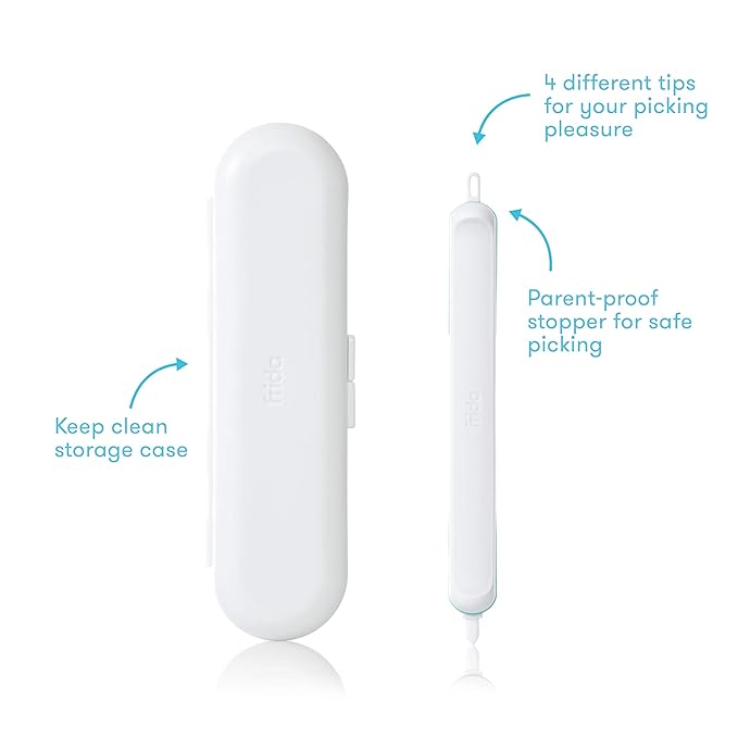Frida Baby 3-in-1 Nose, Nail + Ear Picker [2 Count] by Frida Baby The Makers of NoseFrida The SnotSucker, Safely Clean Baby's Boogers, Ear Wax & More