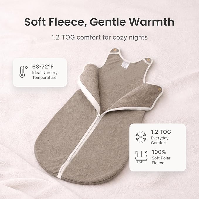 Baby Deedee Sleep Nest Fleece - Baby Sleep Sack 1.2 TOG 0-6 Months, Comfort Sleeping Bag with Soft Polar Fleece & Patented Shoulder Snaps, Newborn Wearable Blanket for Boys & Girls, Lavender