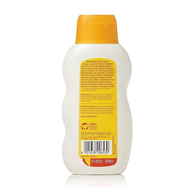 Weleda Baby Calendula Comforting Body Lotion, Plant Rich Moisturizer with Calendula, Chamomile, Sweet Almond and Sesame Oils, 6.8 Fl Oz
