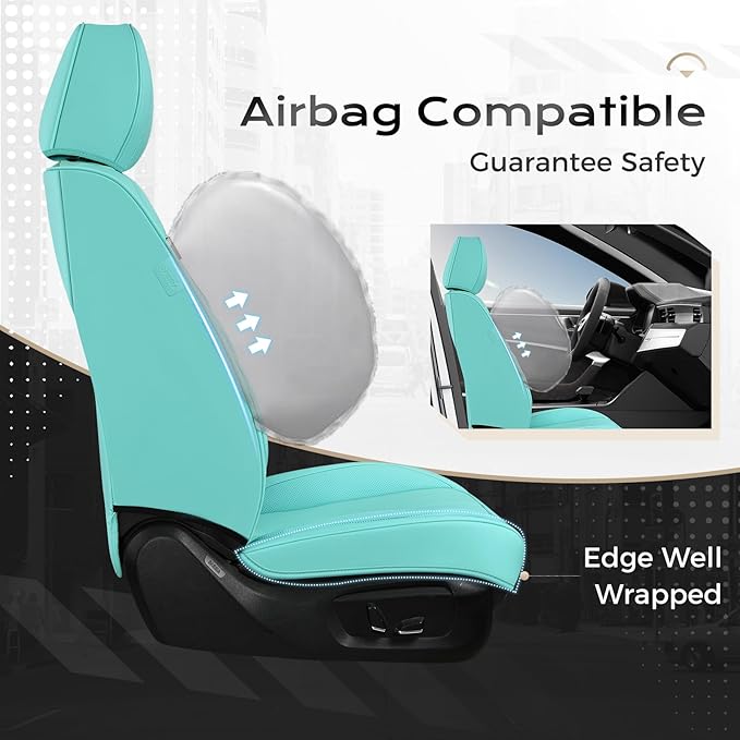 Coverado Car Seat Covers Full Set, Car Seat Protector Waterproof, Nappa Leather Car Seat Cushion, Seat Covers for Cars, Front Seats and Back Universal Fit for Most Cars