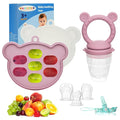 WAJIAYON Baby Breastmilk Popsicle Molds & Baby Fruit Feeder (2 Pack), Infant Food Freezer Tray Storage Containers, Silicone Teething Pacifier Feeder and Teether for Babies - Blush