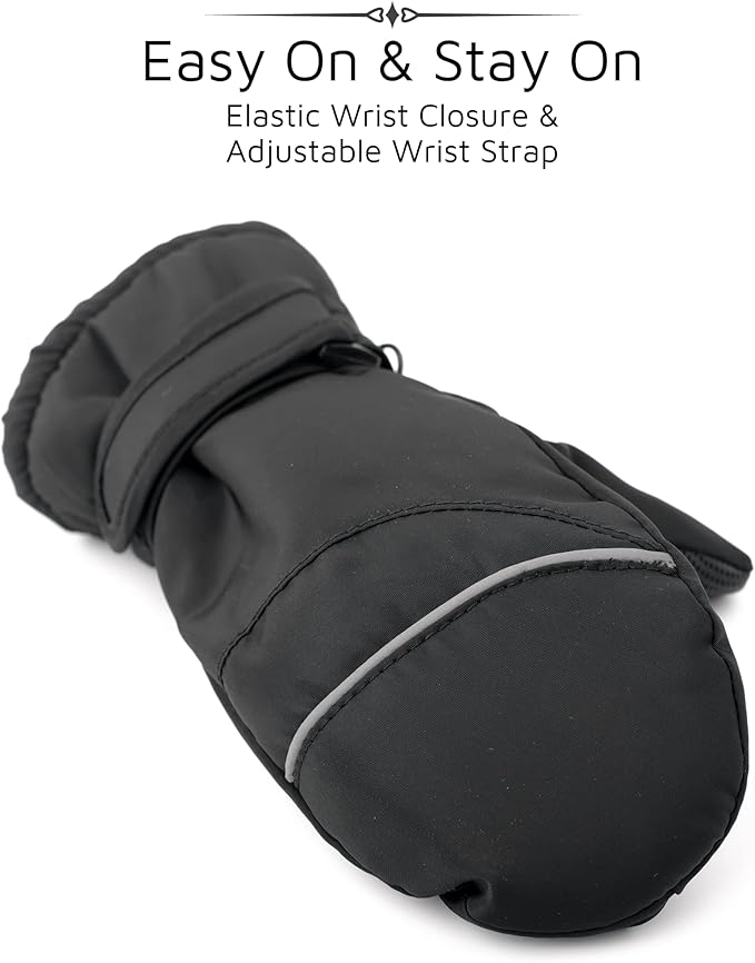 F Flammi Toddler Kids Snow Mittens with String Waterproof Ski Mittens Thinsulate Winter Gloves for Baby Girls Boys