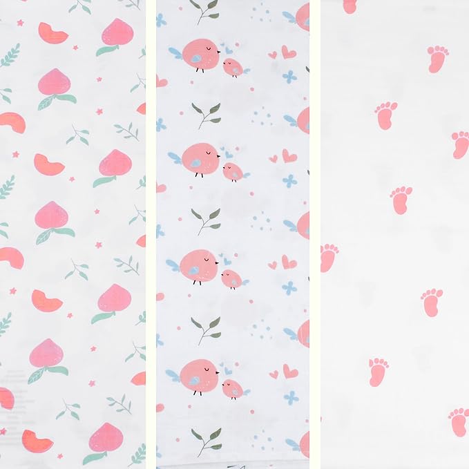 BabySparrow 3 Pack Muslin Swaddle Blankets - Soft, Lightweight, Breathable Cotton Newborn Swaddle, Baby Girl and Baby Boy Receiving Blankets, 47 x 47 Inches, Nursery Essentials