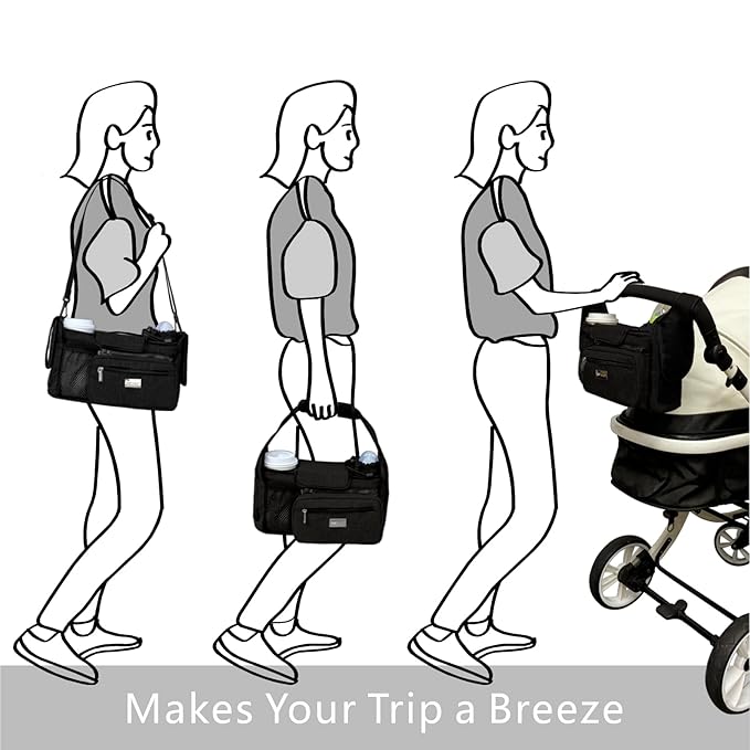 TOPDesign Universal Baby Stroller Organizer, Stroller Caddy with Detachable Mesh Bag & Heightened Insulated Cup Holders & Non-Slip Secure Hooks Accessories, Fits Most Strollers (Colorful Butterfly)