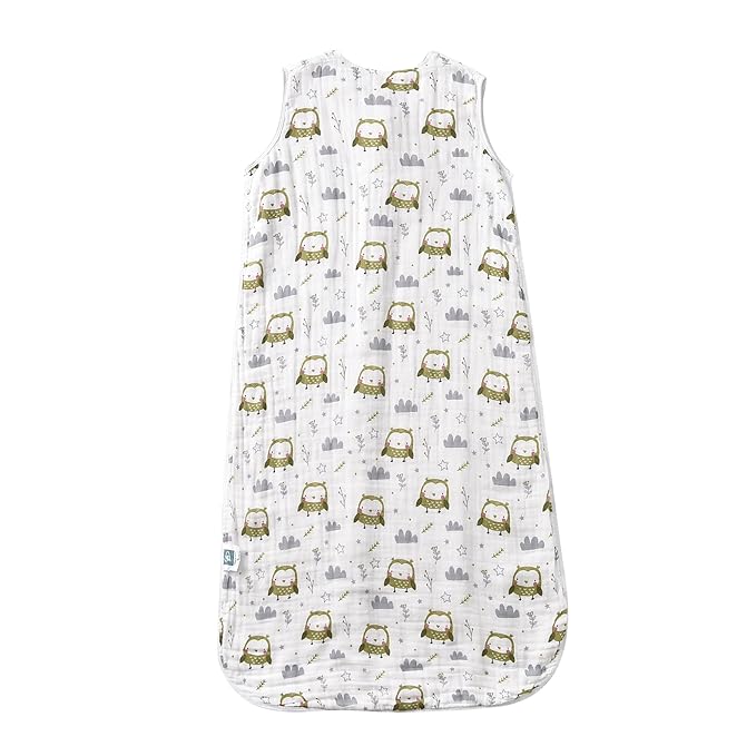 TADO MUSLIN Toddler Sleep Sack 2-4T, 0.5 TOG Lightweight Wearable Blanket, 100% Organic Cotton Muslin, Sleeveless, 2-Way YKK Zipper, OEKO-TEX Certified, Owl