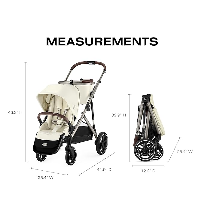Cybex Gazelle S Stroller Modular Double for Infant and Toddler Includes Detachable Shopping Basket Over 20+ Configurations Folds Flat Easy Storage, Seashell Beige, 1.0 Count, 28.4 pounds