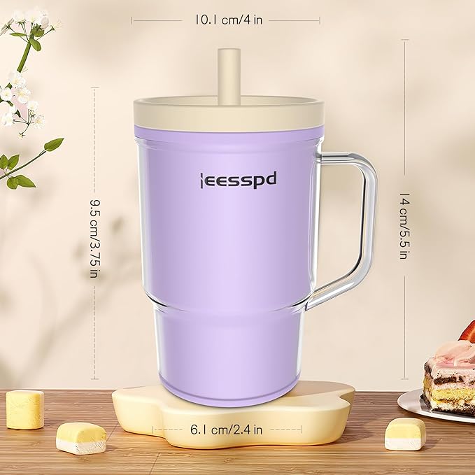 Toddler Cups – 9 oz Adorable Miniature Tumbler with Leak-Resistant Straw and Toddler-Friendly Handle, Encourages Hydration, Easy to Clean, Sippy cups for Toddlers 1-3，BPA Free silicone (Lilac)