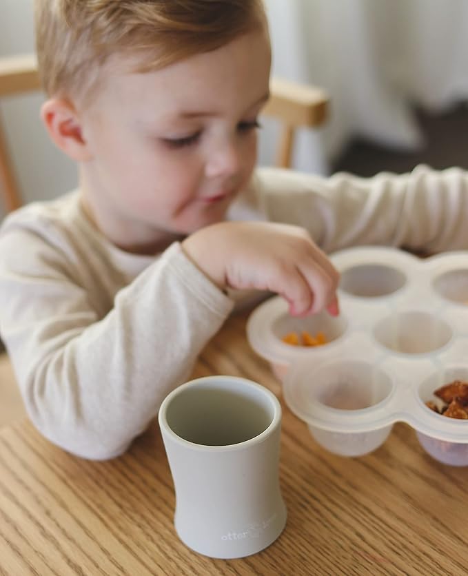 otterlove Silicone Baby & Toddler Training Cup - Pediatric OT Approved - 100% Platinum Pure LFGB Silicone - Unbreakable - Plastic Free - Tiny Cup Perfect for Baby Led Weaning (2 Pack - Sage + Sand)