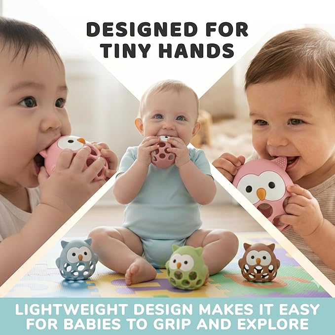 Baby’s Way Teething Toy – Owl Silicone Teether Toy for Babies 3–6 Months Toys for 6–12 Months – Baby Teething Relief, Silicone Teethers for Babies