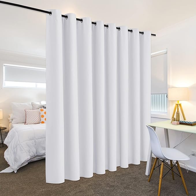 RYB HOME Extra Wide Curtains for Divider Room Separation Soundproof Temporary Door Curtains for Bedroom Closet Office Home Theatre Garage Living Room Drop Cloth, W 180 x L 84 inches, Greyish White