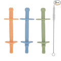 Nuby Sensory Silicone Tube Teethers - (3 Pack) Textured Infant and Baby Teether Toys - 3+ Months - Orange, Blue, and Green