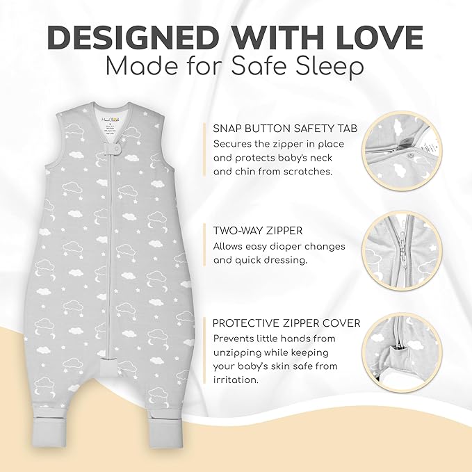 Mama Cheetah Toddler Sleep Sack with Feet, 6-18 Month, 2.5 TOG Organic Cotton Baby Sleeping Bag with Legs, Baby Wearable Blankets for Walkers w/ 2-Way Zipper, Baby Sleep Sack for Girls & Boys, Small