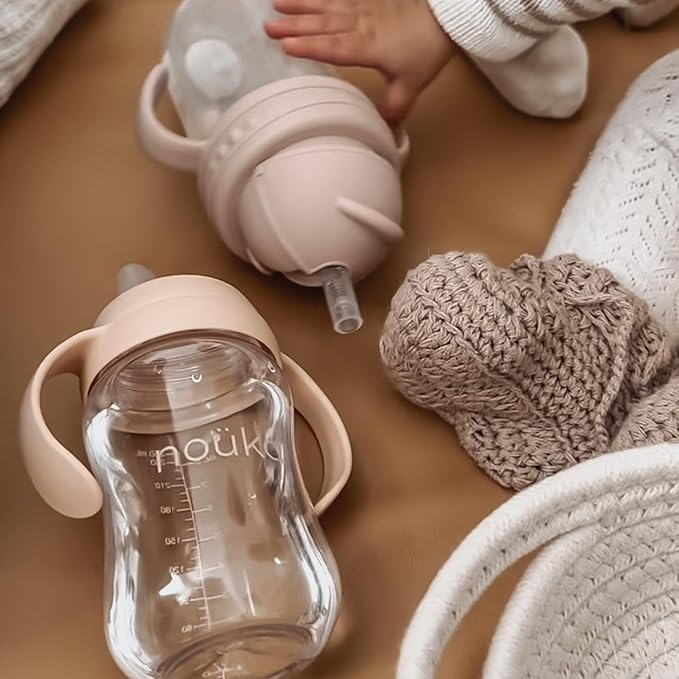 nouka Soft Spout Tritan Sippy Cup | Leak Proof and Easy Grip | Removable Handles | Wave