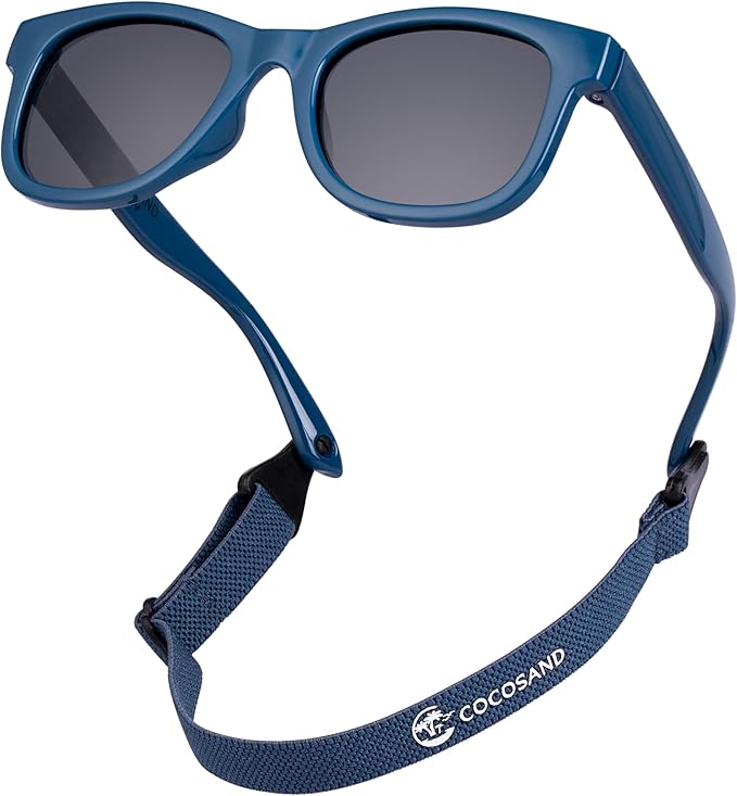 COCOSAND Flexible Baby Sunglasses with Strap Polarized UV Protection for Toddler Infant Newborn Boy Girl Age 0-24 Months