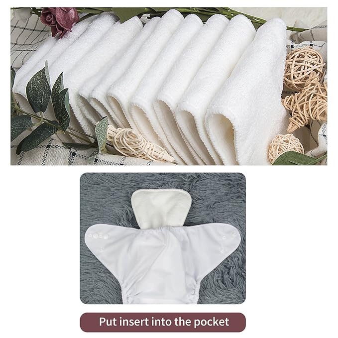 ALVABABY 6 Pack Cloth Diaper with 12 Inserts One Size Adjustable Washable Reusable Diaper Cover for Baby Girls and Boys