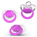 Smilo Baby Pacifier with Orthodontic Design for Healthy Dental Development - Stage 2 for Babies 3-9 Months - Pack of 3X 100% Silicone Pacifiers BPA Free - Plum Purple
