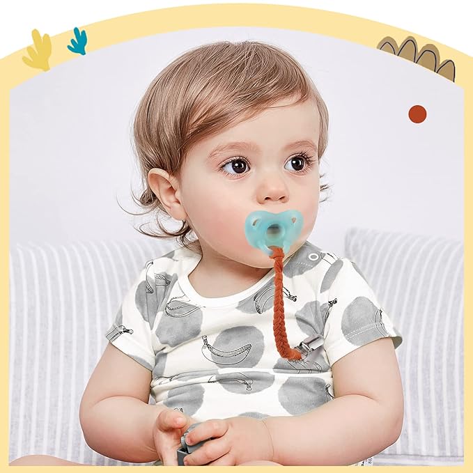 Baby Pacifier Clip, 7 Pack Baby Pacifier Holder Leash for Boys and Girls,100% Handmade Braided Design, Universal Fit for All Pacifiers & Teething Toys - Modern Unisex Baby Gift