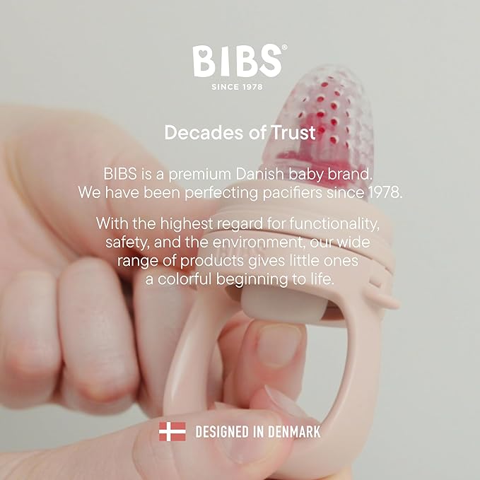BIBS Baby Feeder with 2 Silicone Nipples, Compatible with Freezer Tray, Easy-Grip, BPA-Free - Ideal for Teething & Self-Feeding, 4+ Months - Fossil Grey