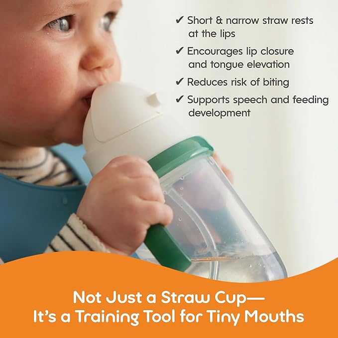 NumNum Baby Straw Cup, Weighted Straw Cup, Spill Proof Sippy Cups with Straw for 6-12 Months, Toddler Drinking Cups, Baby Essentials (1-Pack, Orange)
