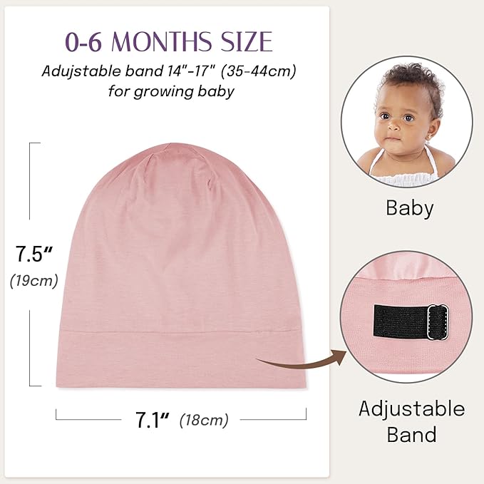 OLESILK Silk Baby Bonnet for 0-6 Months - 100% Mulberry Silk Toddler Hair Bonnet, Adjustable Night Cap for Sleeping