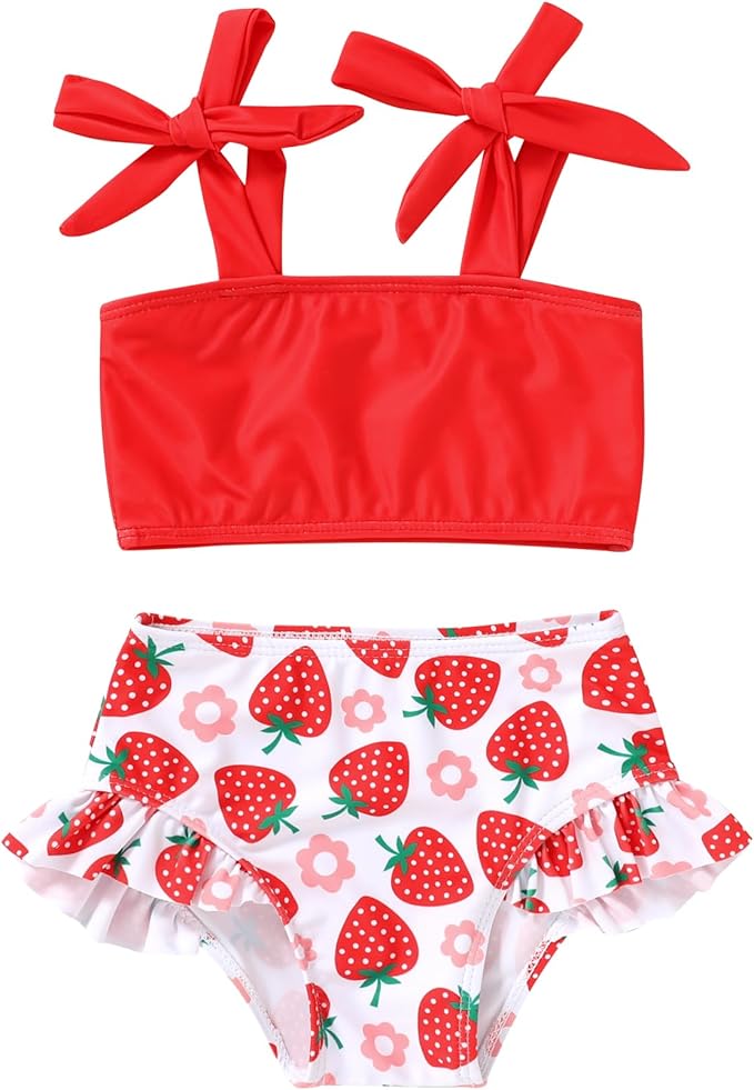 YOUNGER TREE Toddler Girls Two Pieces Swimsuit Color Block Stripe Swimwear Summer Beach Bathing Suit 18M-5T