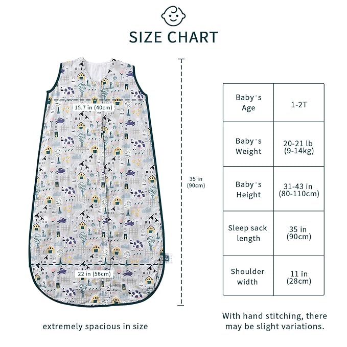 TADO MUSLIN Toddler Sleep Sack 1-2T, 0.5 TOG Lightweight Wearable Blanket, 100% Organic Cotton Muslin, Sleeveless, 2-Way YKK Zipper, OEKO-TEX Certified 12-24 Months Sleeping Bag