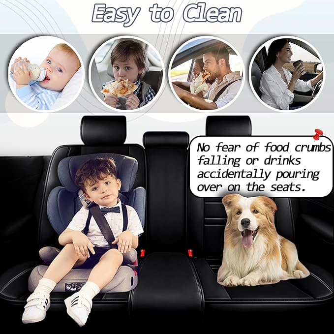 Seat Covers for Nissan Car Pathfinder 2000-2025 | 5-Seats Leather Seat Covers, Easy to Install Automotive Seat Covers Full Set (Full Set, Black)