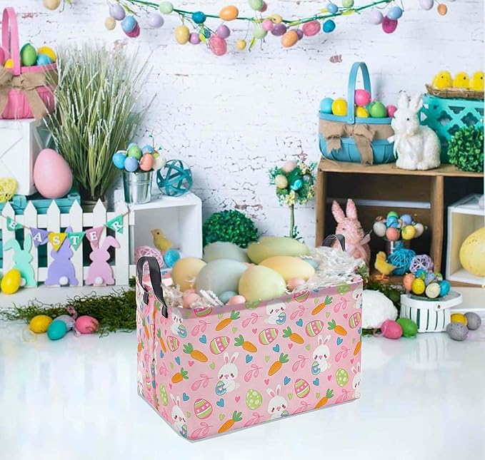 Easter Gift Eggs Storage Basket Kids Toys Storage Basket Organizer Box Clothes Laundry Hamper Bunny Nursery Basket with Handles