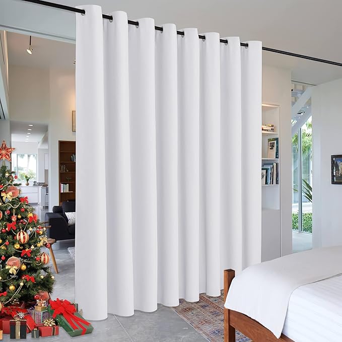 RYB HOME Extra Wide Curtains for Divider Room Separation Soundproof Temporary Door Curtains for Bedroom Closet Office Home Theatre Garage Living Room Drop Cloth, W 180 x L 84 inches, Greyish White