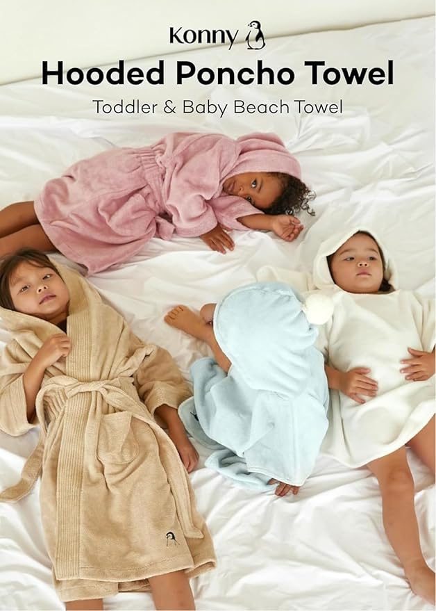 Konny Baby Hooded Towel Plush Thick & Cozy Soft-Touch Absorbent Rayon from Bamboo Cotton Baby Bath Beach Towel, Oeko-TEX, Newborn Boys Girls Toddler (Beige, Medium)